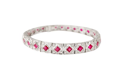 Lot 40 - A ruby and diamond bracelet 

A ruby and diamond bracelet