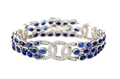 Lot 63 - A sapphire and diamond bracelet