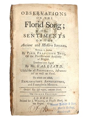 Lot 17 - Tosi (Pier Francesco) Observations on the Florid Song