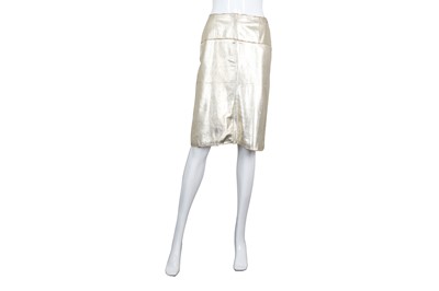 Lot 288 - Chanel Gold Leather A line Skirt - Size 42