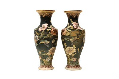 Lot 587 - A PAIR OF JAPANESE SATSUMA VASES