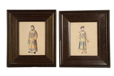 Lot 461 - TWO CHINESE PAINTINGS OF FIGURES IN COURT DRESS