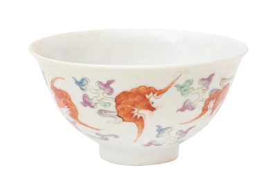 Lot 164 - A CHINESE FAMILLE ROSE 'BAT' BOWL.
