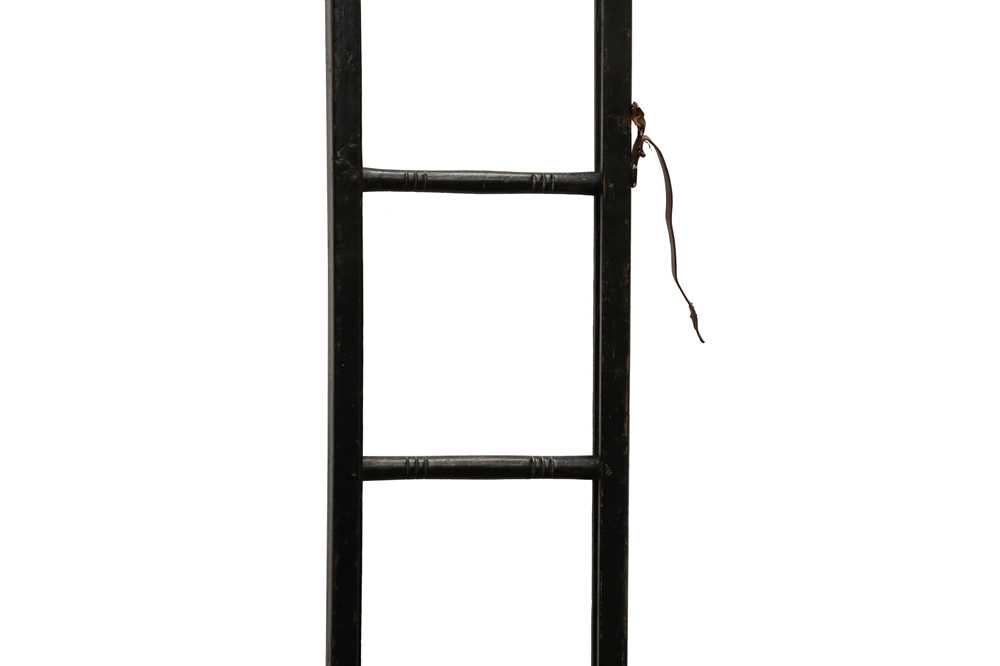 Lot 203 - A LATE VICTORIAN EBONISED LIBRARY POLE LADDER