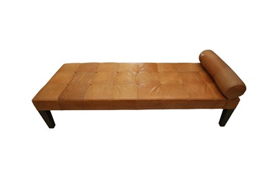 Lot 158 - A TAN LEATHER DAY BED