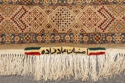 Lot 55 - AN EXTREMELY FINE PART SILK, SIGNED ISFAHAN RUG, CENTRAL PERSIA