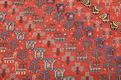 Lot 56 - AN UNUSUAL FINE QASHQAI SUMAC AND PART PILE CARPET, SOUTH-WEST PERSIA