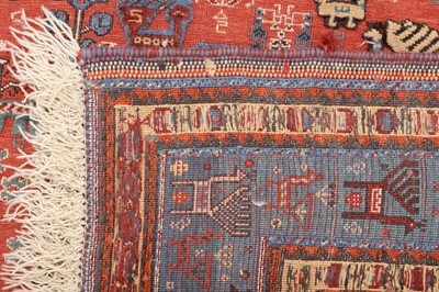 Lot 56 - AN UNUSUAL FINE QASHQAI SUMAC AND PART PILE CARPET, SOUTH-WEST PERSIA