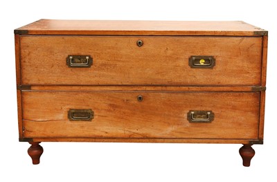 Lot 197 - A SINGLE SECTION FROM A 19TH CENTURY MAHOGANY CAMPAIGN CHEST