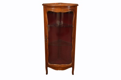 Lot 309 - A FRENCH PROVINCIAL STYLE GLAZED BOWFRONT CORNER CABINET