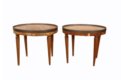 Lot 294 - A PAIR OF LOUIS XVI STYLE CIRCULAR SIDE TABLES