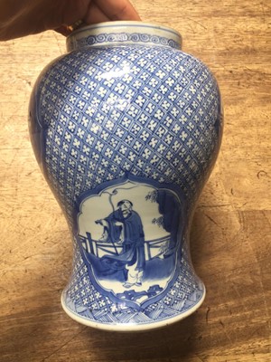 Lot 52 - A CHINESE BLUE AND WHITE 'IMMORTALS' VASE.
