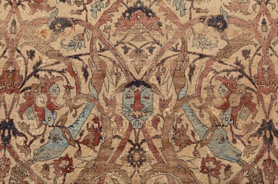 Lot 95 - AN ANTIQUE SILK HERIZ RUG WITH WAQ-WAQ DESIGN, NORTH-WEST PERSIA