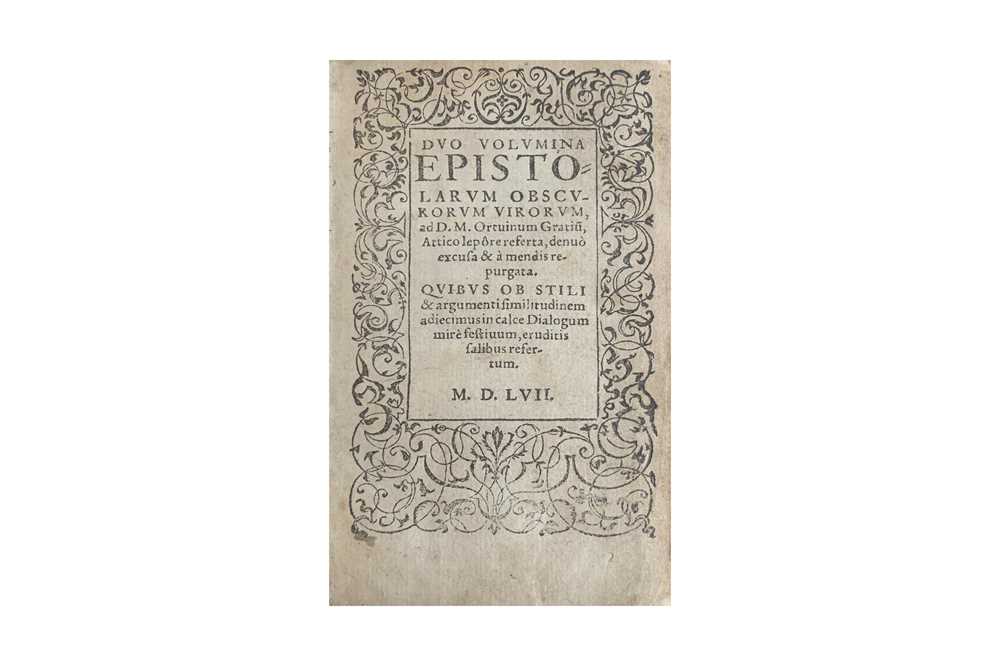 Lot 10 - Hutton.Duo volumina epistolarum obscurorum virorum, …1557