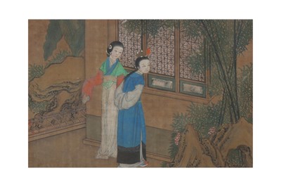 Lot 159 - A SET OF THREE CHINESE 'LADIES' ALBUM LEAVES.