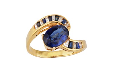 Lot 112 - A sapphire and diamond dress ring