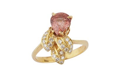 Lot 104 - A pink zircon and diamond dress ring