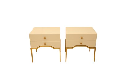 Lot 300 - A PAIR OF TWO-DRAWER BEDSIDE TABLES