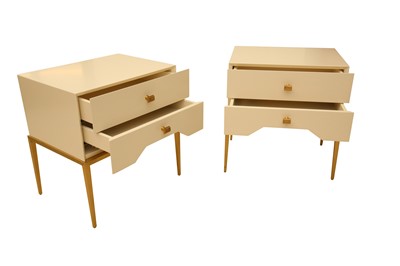 Lot 300 - A PAIR OF TWO-DRAWER BEDSIDE TABLES