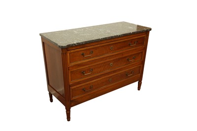 Lot 281 - AN EARLY 19TH CENTURY CHERRY WOOD MARBLE TOP COMMODE CHEST