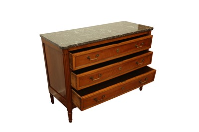 Lot 281 - AN EARLY 19TH CENTURY CHERRY WOOD MARBLE TOP COMMODE CHEST