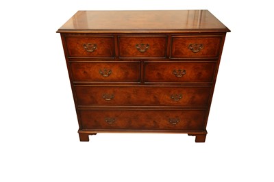 Lot 386 - A GEORGIAN STYLE FEATHERBANDED CHEST OF DRAWERS