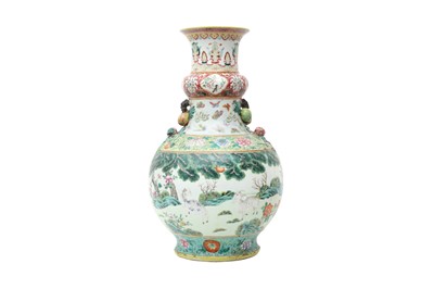 Lot 393 - A CHINESE FAMILLE ROSE 'THREE GOATS' VASE.