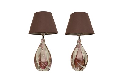 Lot 130 - A PAIR OF MURANO GLASS TABLE LAMPS