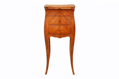 Lot 301 - A FRENCH KINGWOOD BOMBE BEDSIDE CHEST, 20TH CENTURY