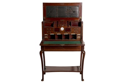 Lot 214 - AN EDWARDIAN CAMPAIGN OR TRAVELLERS  DESK