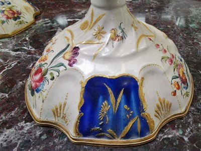 Lot 319 - A PAIR OF LATE 18TH CENTURY STAFFORDSHIRE ENAMEL CANDLESTICKS