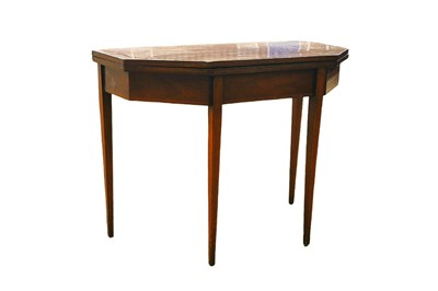Lot 365 - A LATE 19TH CENTURY CROSSBANDED MAHOGANY AND CHEQUERSTRUNG CARD TABLE