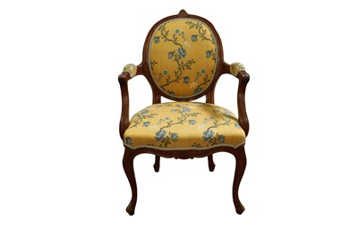 Lot 277 - A SET OF EIGHT LOUIS XV-STYLE BALLOON-BACK FAUTEUIL ARMCHAIRS