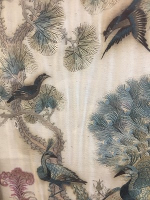 Lot 132 - A CHINESE EMBROIDERED 'HUNDRED BIRDS' TABLE SCREEN.