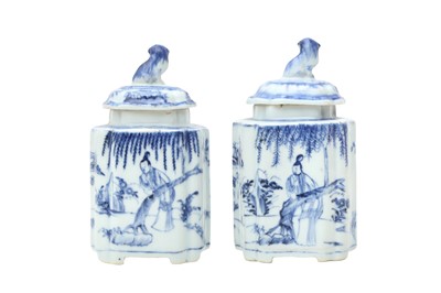 Lot 172 - A PAIR OF CHINESE BLUE AND WHITE TEA CADDIES
