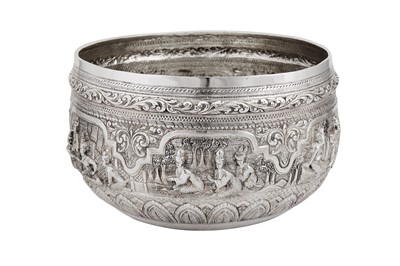Lot 380 - An early 20th century Burmese unmarked silver bowl, Rangoon circa 1930