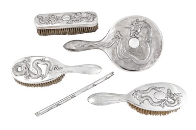 Lot 395 - A mixed group of early 20th century Chinese Export silver dressing table items