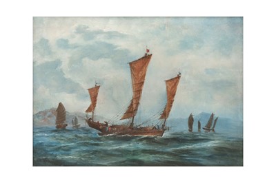 Lot 120 - A PAIR OF CHINESE SCHOOL PAINTINGS OF SHIPS.