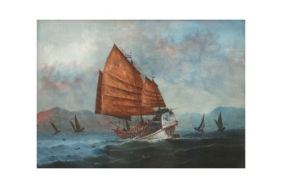 Lot 120 - A PAIR OF CHINESE SCHOOL PAINTINGS OF SHIPS.