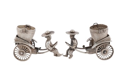 Lot 269 - A pair of early 20th century Chinese Export silver novelty cruets, circa 1930