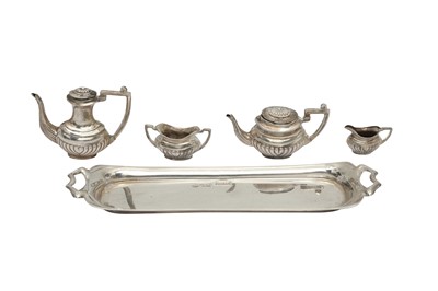 Lot 89 - A MINIATURE IRISH STERLING SILVER TEA AND COFFEE SERVICE ON TRAY, DUBLIN 1967 BY JEWELLERY & METAL MANUFACTURING CO LTD