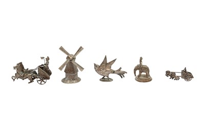 Lot 1150 - A GROUP OF FIVE SILVER MINIATURES