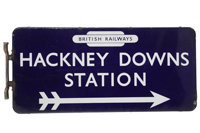Lot 2 - A BRITISH RAILWAYS HACKNEY DOWNS STATION ENAMEL SIGN