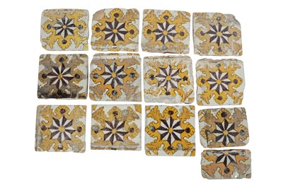 Lot 180 - A SET OF THIRTEEN LATE NINETEENTH TO EARLY TWENTIETH CENTURY NORTH AFRICAN POTTERY TILES
