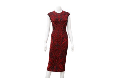 Lot 11 - Alexander McQueen Red Intarsia Knit Dress - Size M