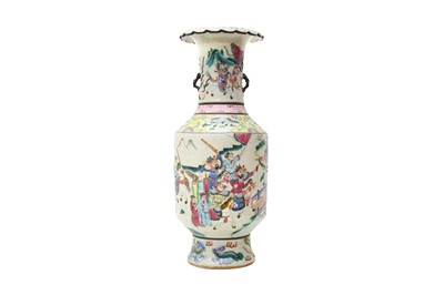 Lot 538 - A CHINESE FAMILLE ROSE 'WARRIORS' VASE.