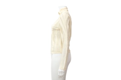 Lot 126 - Christian Dior Cream Ladder Knit Top - Size 38