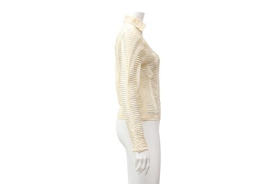 Lot 126 - Christian Dior Cream Ladder Knit Top - Size 38