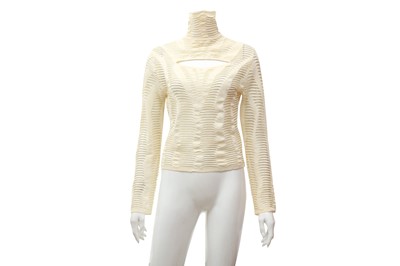 Lot 126 - Christian Dior Cream Ladder Knit Top - Size 38