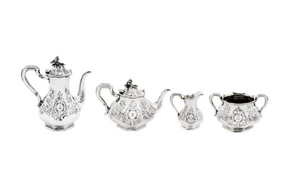 Lot 594 - A Victorian sterling silver four-piece tea and coffee service, London 1849 by William Ker Reid